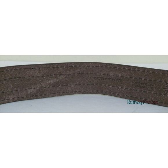 Italy New $325 BURBERRY Women\'s Dubois Flax Leather Belt Military Logo US28 EU70 main image 4